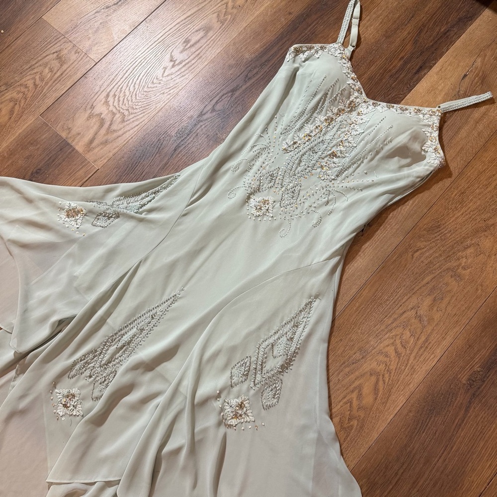 Vintage Y2K Beaded Dress Vintage Beaded Dress Green Fairy Tinkerbell Prom Dress